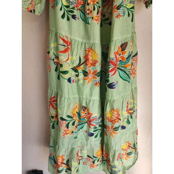 NWT Farm Rio Anthropologie Off-The-Shoulder Tiered Floral Midi Dress XS #9G423 - Picture 6 of 11